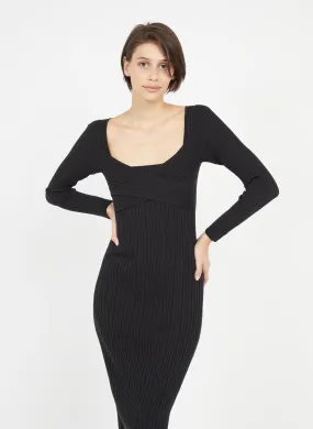 AKABARO - Vestido midi de mezcla de seda en negro