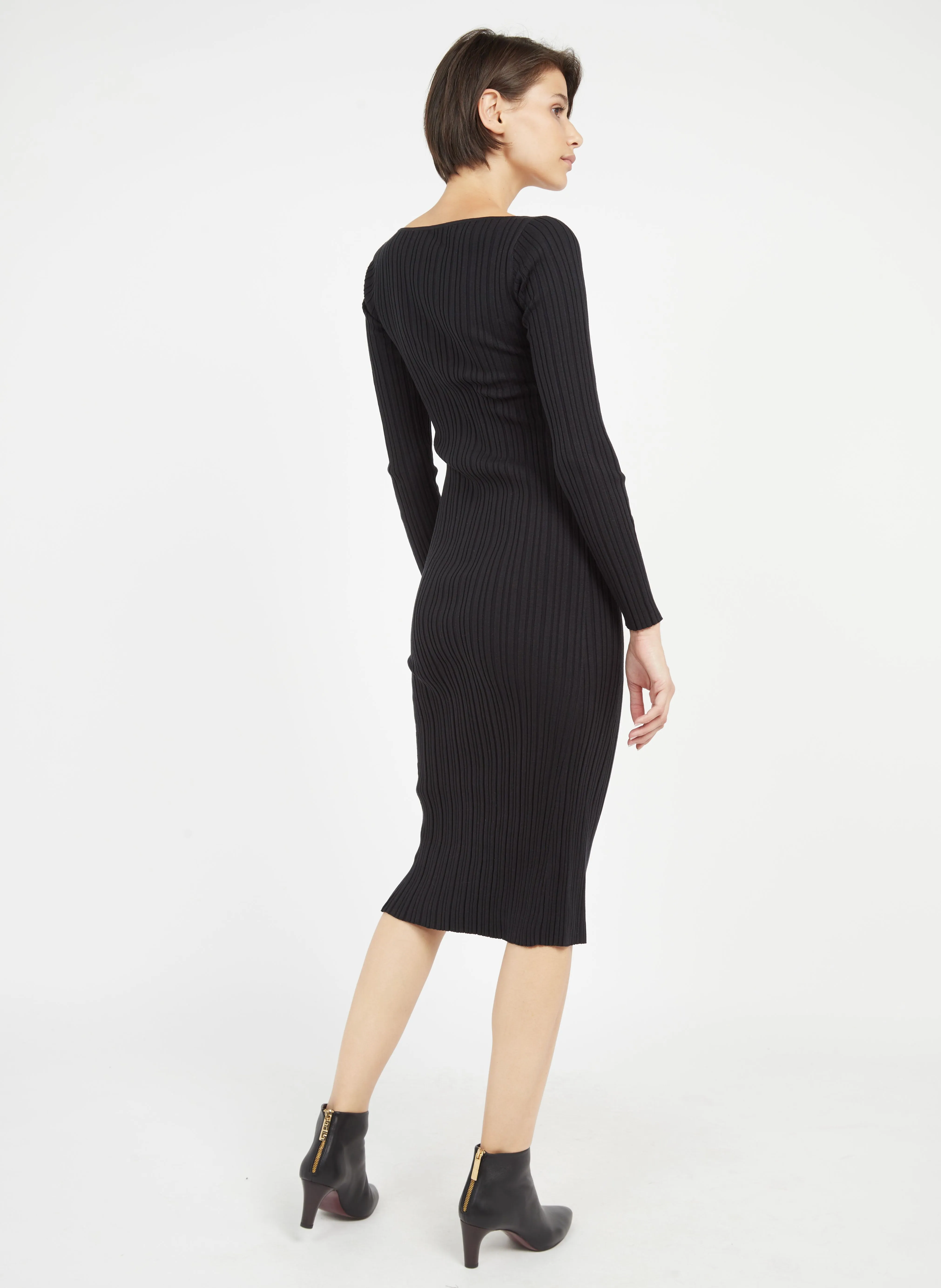 AKABARO - Vestido midi de mezcla de seda en negro