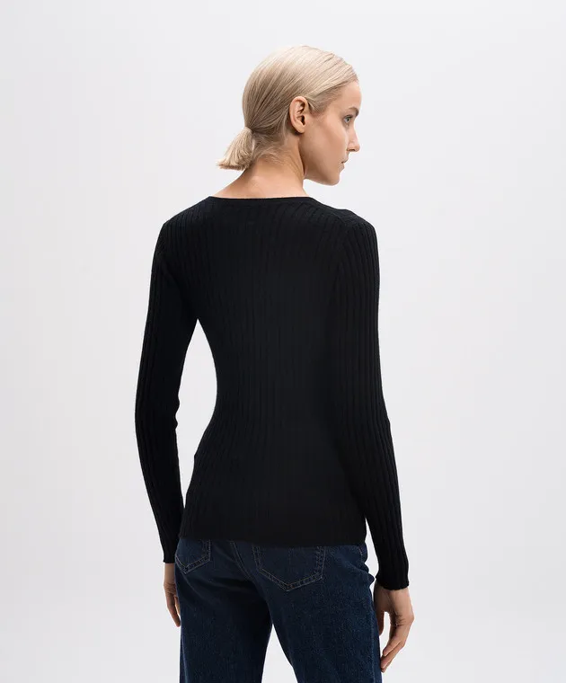 Allude Black ribbed cashmere jumper