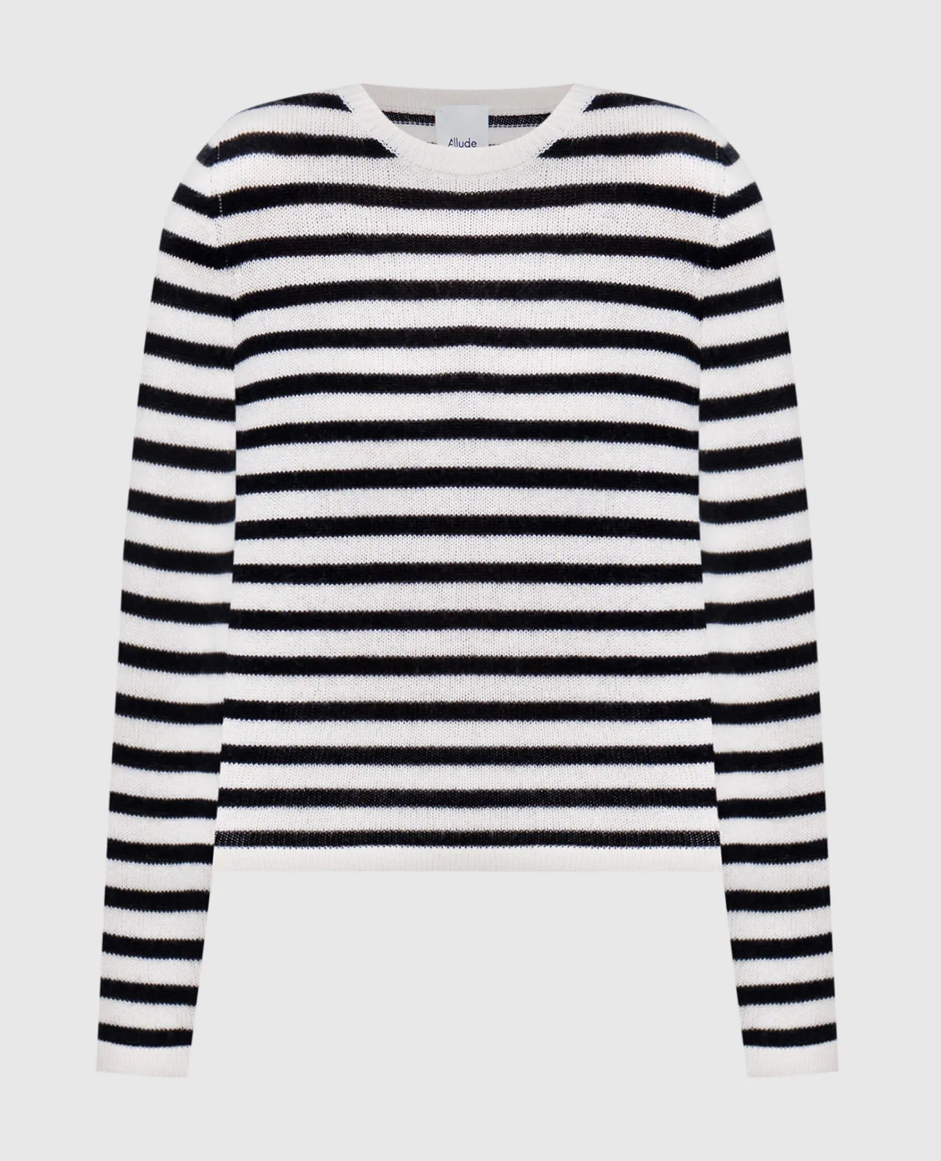 Allude White striped wool and cashmere jumper