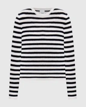 Allude White striped wool and cashmere jumper