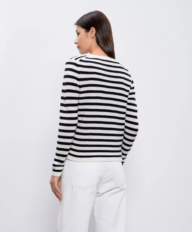 Allude White striped wool and cashmere jumper