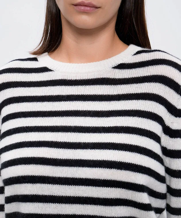 Allude White striped wool and cashmere jumper