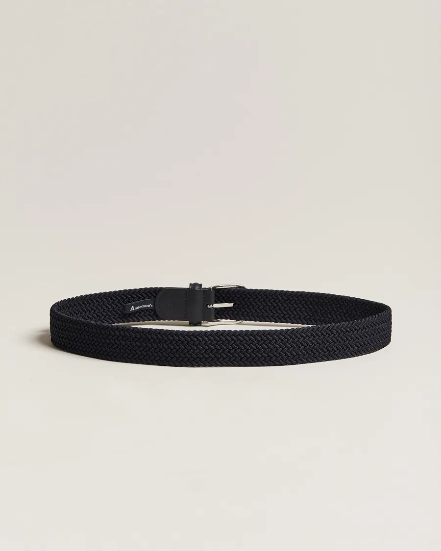 Anderson's Stretch Woven 3,5 cm Belt Navy