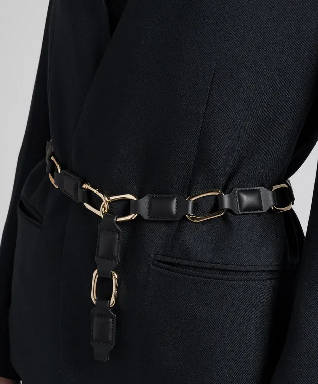 Anine Bing Mini Jody black leather belt with logo