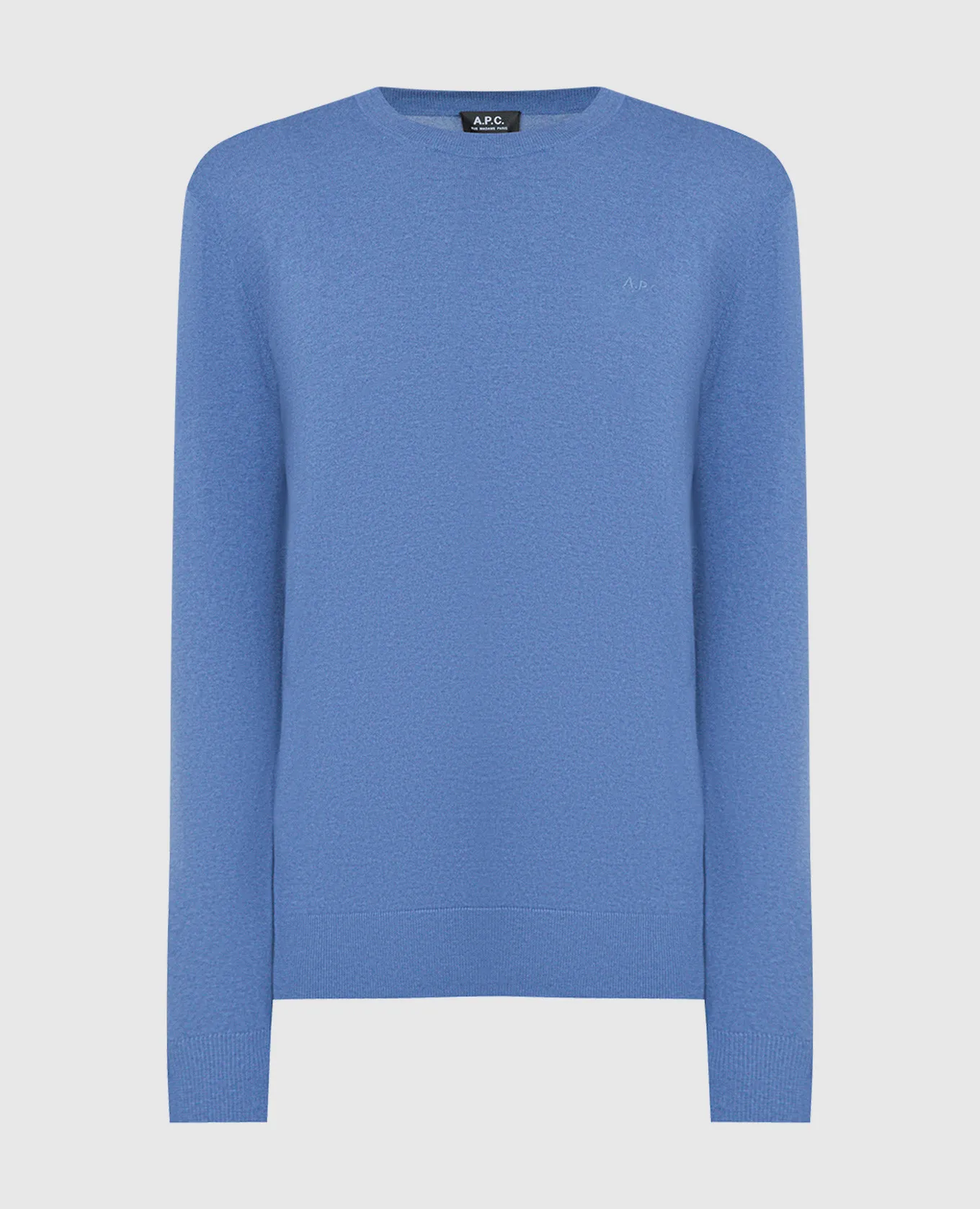 A.P.C Blue Juio cashmere jumper with logo embroidery