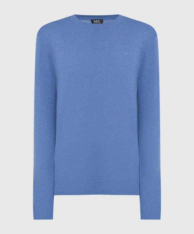 A.P.C Blue Juio cashmere jumper with logo embroidery