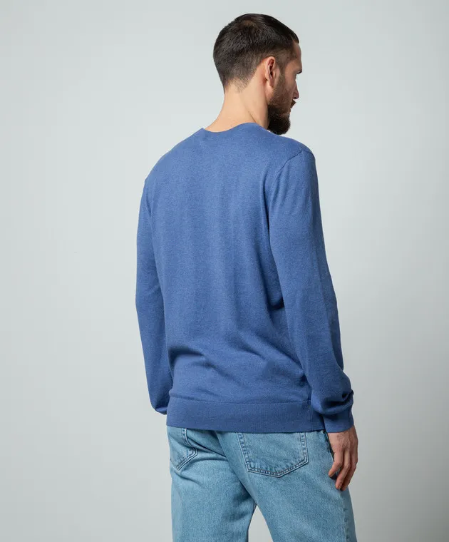 A.P.C Blue Juio cashmere jumper with logo embroidery