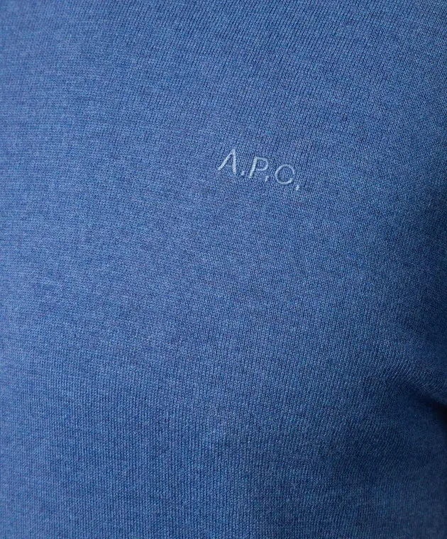 A.P.C Blue Juio cashmere jumper with logo embroidery