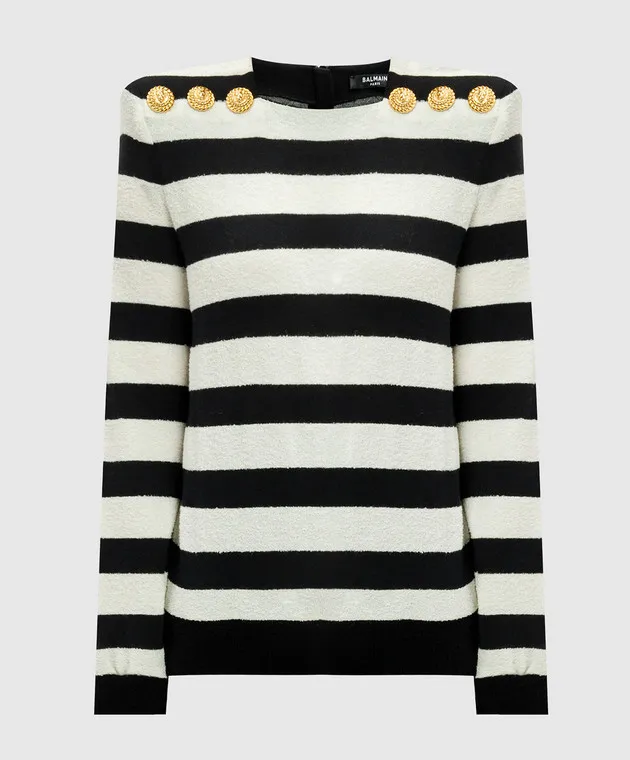 Balmain Striped jumper with branded rivets