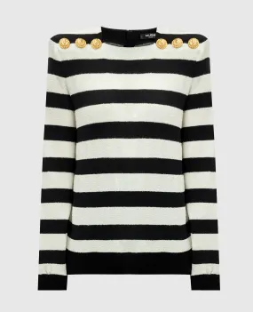 Balmain Striped jumper with branded rivets