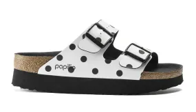 Birkenstock Papillio Arizona Platform BF White Black Dots Narrow