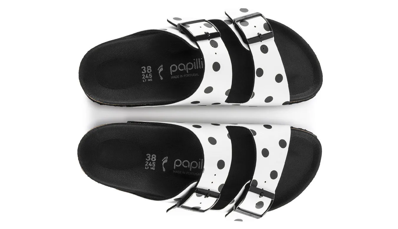 Birkenstock Papillio Arizona Platform BF White Black Dots Narrow