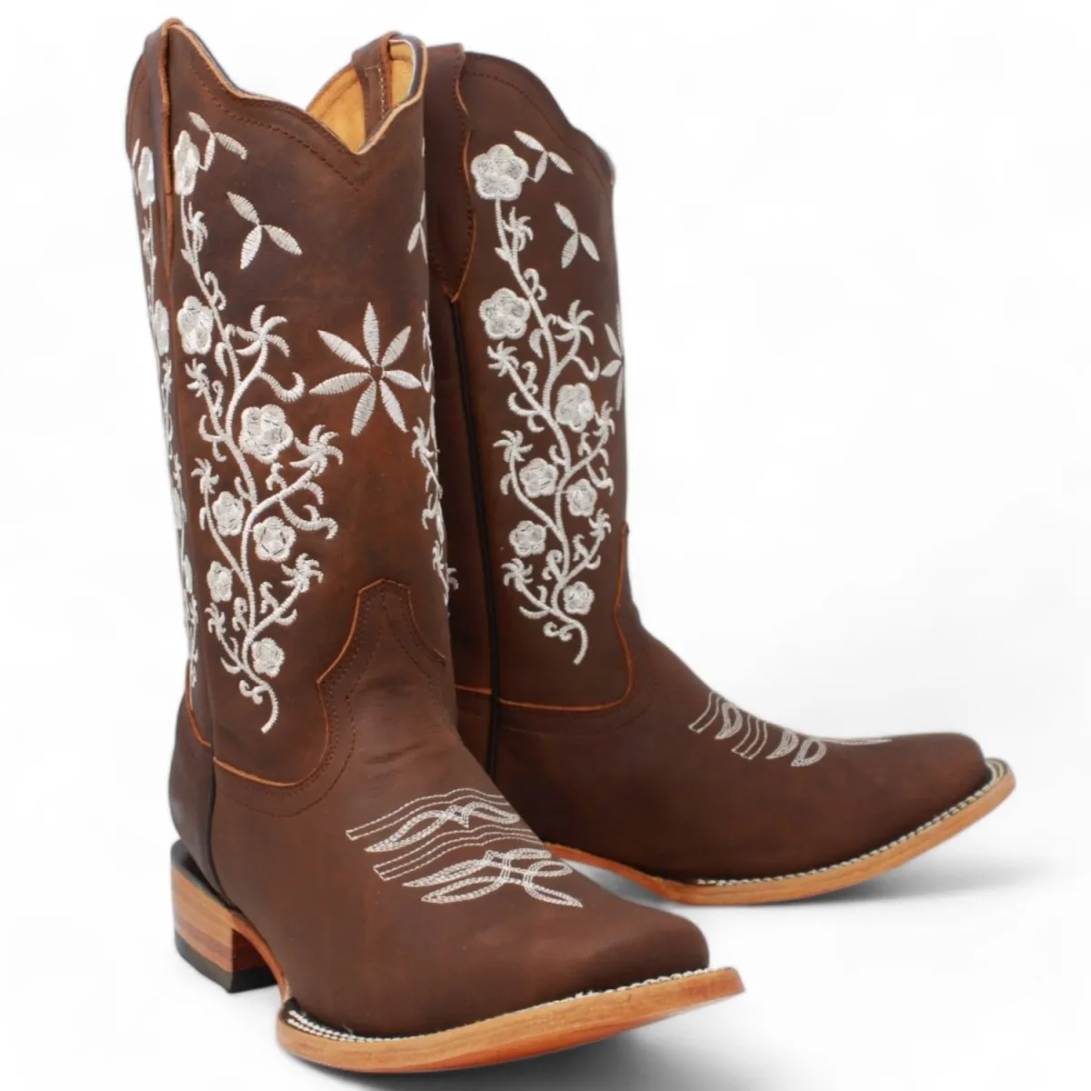 Botas de Cuero Crazy con Flores para Mujer en Horma Rodeo