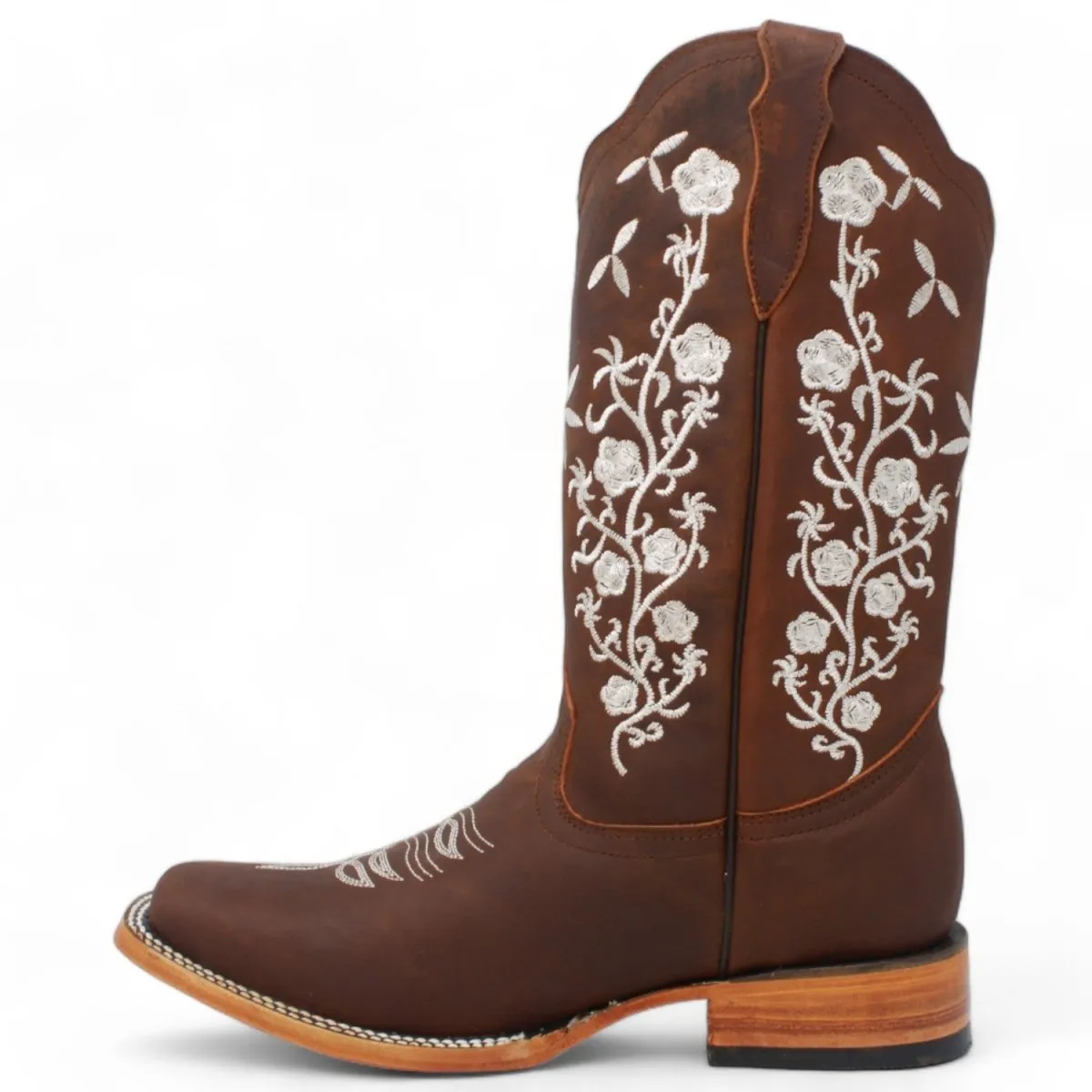 Botas de Cuero Crazy con Flores para Mujer en Horma Rodeo