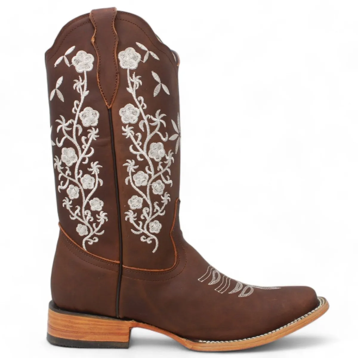 Botas de Cuero Crazy con Flores para Mujer en Horma Rodeo