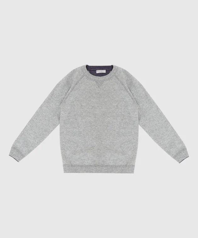 Brunello Cucinelli Baby light gray jumper in wool, cashmere and silk