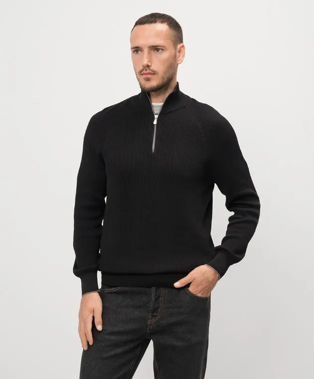 Brunello Cucinelli Black ribbed jumper