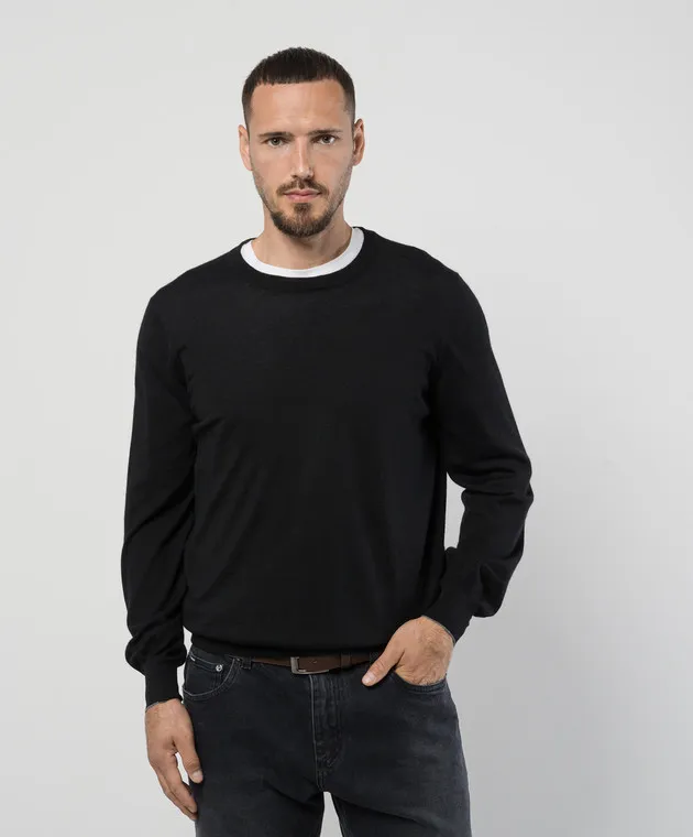 Brunello Cucinelli Black wool and cashmere jumper