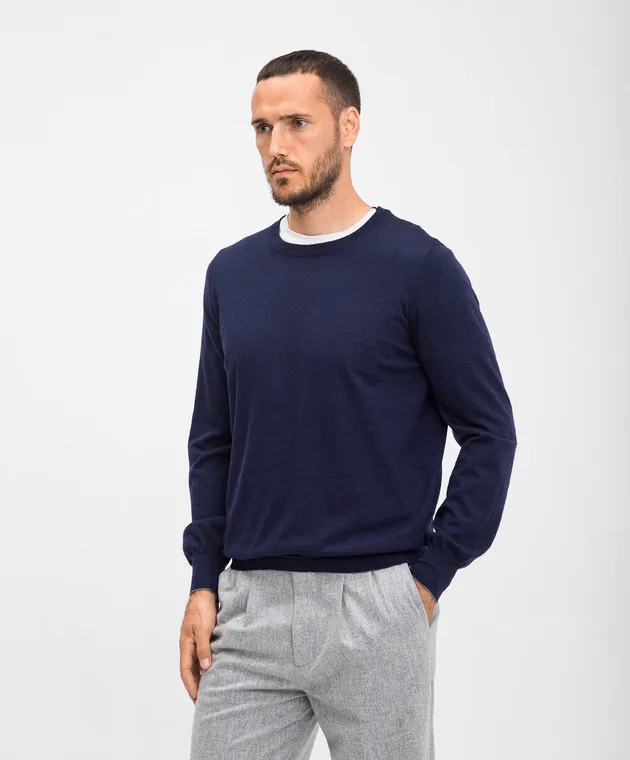 Brunello Cucinelli Blue wool and cashmere jumper