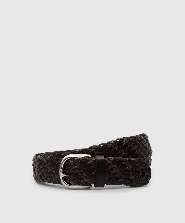 Brunello Cucinelli Brown leather belt with weaving