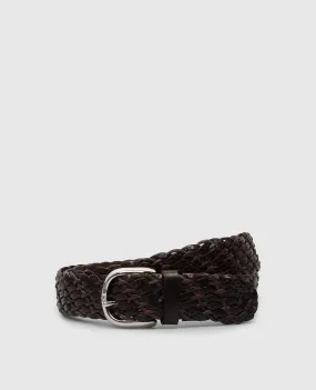 Brunello Cucinelli Brown leather belt with weaving