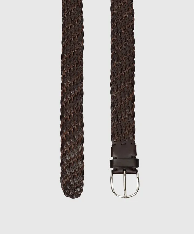 Brunello Cucinelli Brown leather belt with weaving