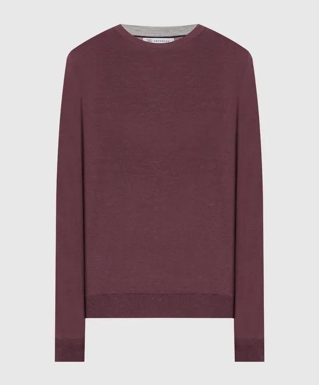 Brunello Cucinelli Burgundy wool and cashmere jumper