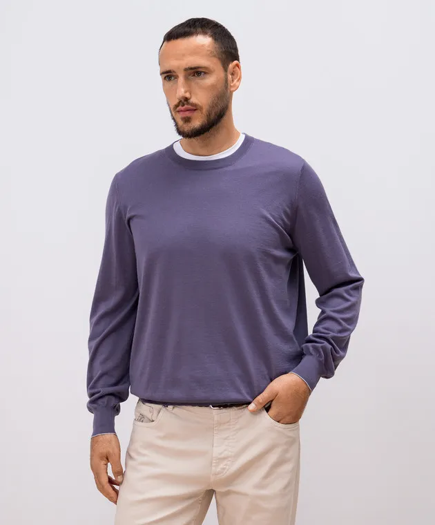 Brunello Cucinelli Purple wool and cashmere jumper