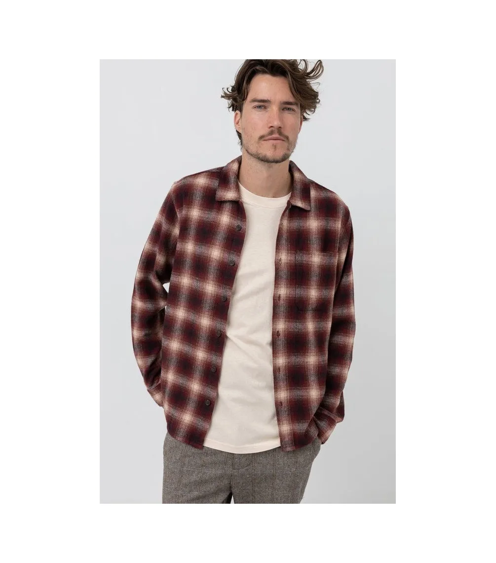 Camisa RHYTHM Check Ls Shirt - Mulberry