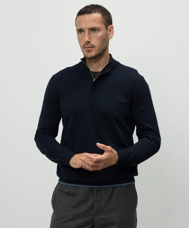 Canali Blue woolen jumper