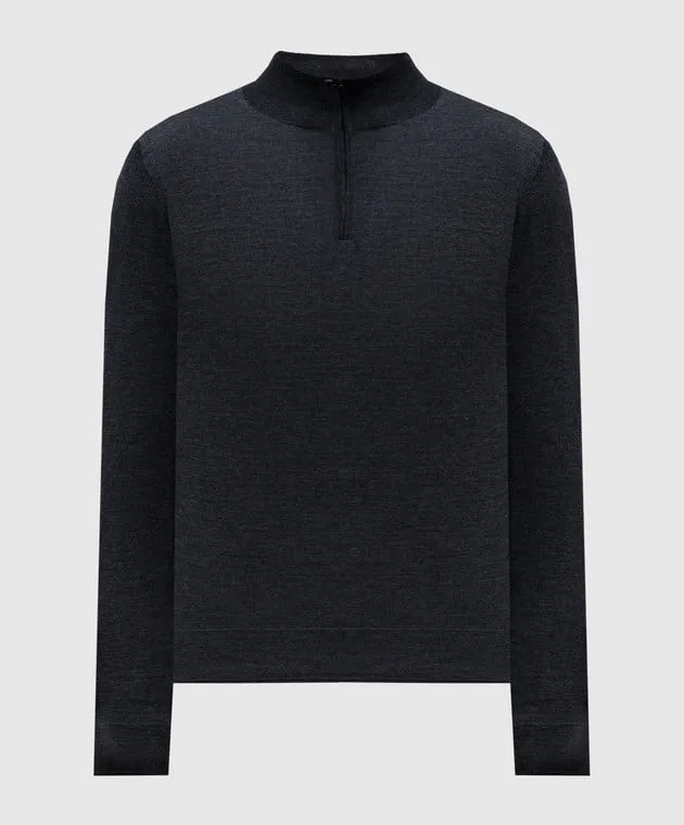 Canali Gray cashmere, wool and silk jumper