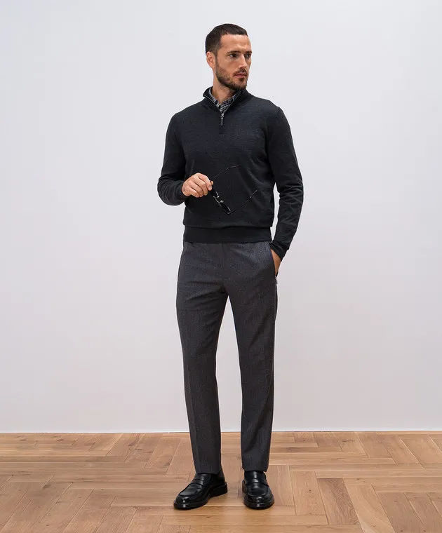 Canali Gray cashmere, wool and silk jumper