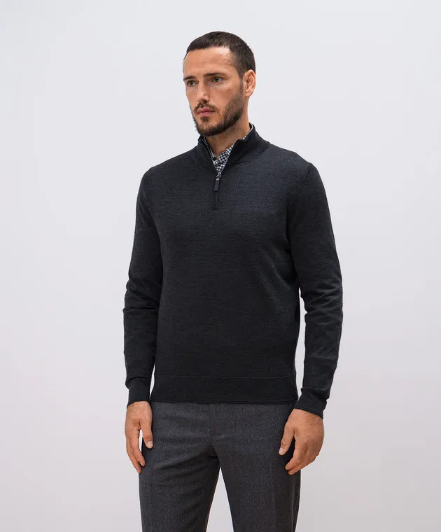 Canali Gray cashmere, wool and silk jumper