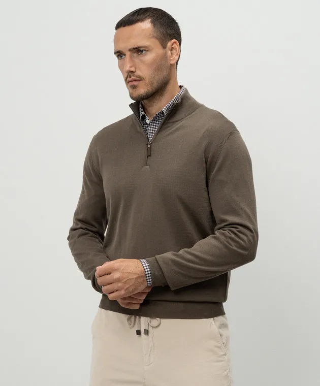 Canali Khaki wool jumper