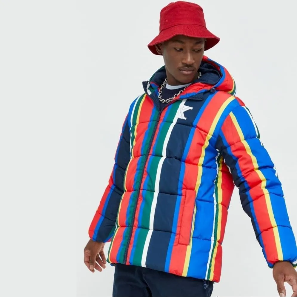 Cazadora KARL KANI OG STRIPE HOODED PUFFER JACKET Red/Blue/Green