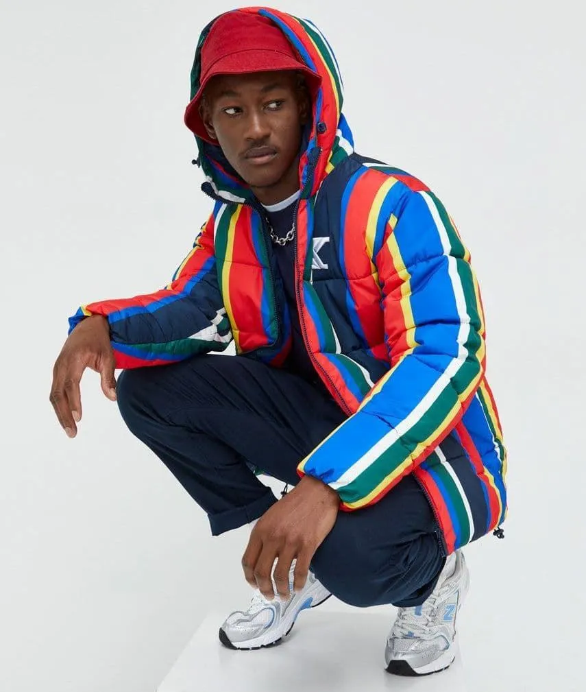 Cazadora KARL KANI OG STRIPE HOODED PUFFER JACKET Red/Blue/Green