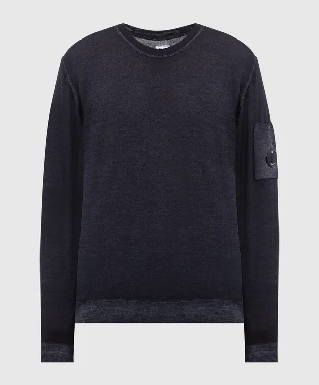 C.P. Company Black wool jumper with logo patch