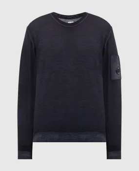 C.P. Company Black wool jumper with logo patch