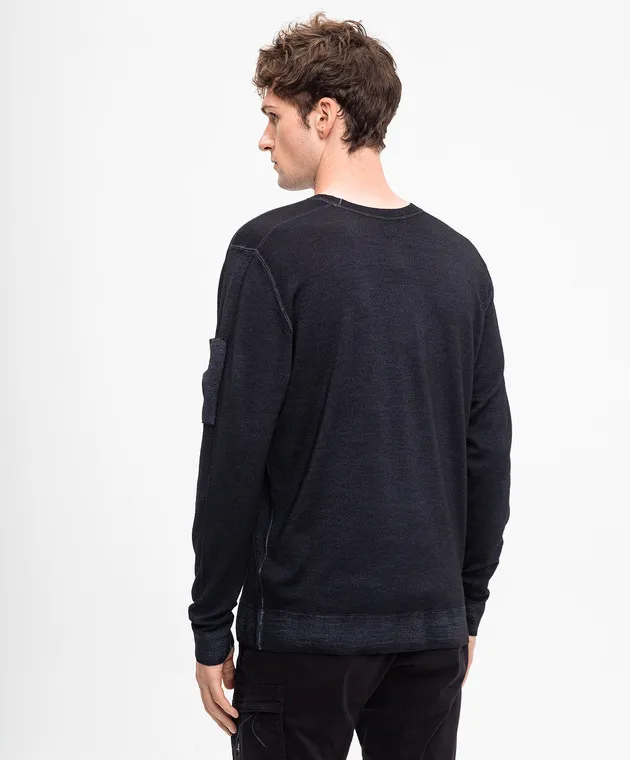 C.P. Company Black wool jumper with logo patch