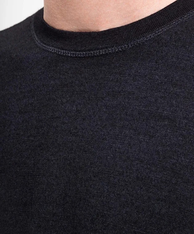 C.P. Company Black wool jumper with logo patch