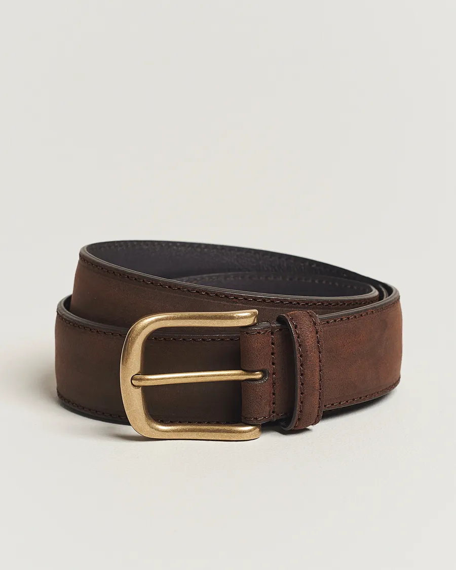 Crockett & Jones 3,5 cm Belt Dk Brown Rough-Out Suede