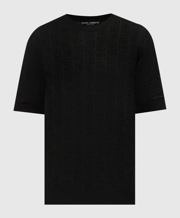 Dolce&Gabbana Black DG logo monogram woven silk jumper