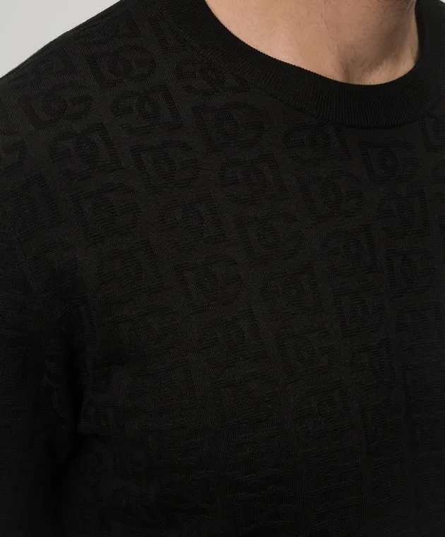 Dolce&Gabbana Black DG logo monogram woven silk jumper