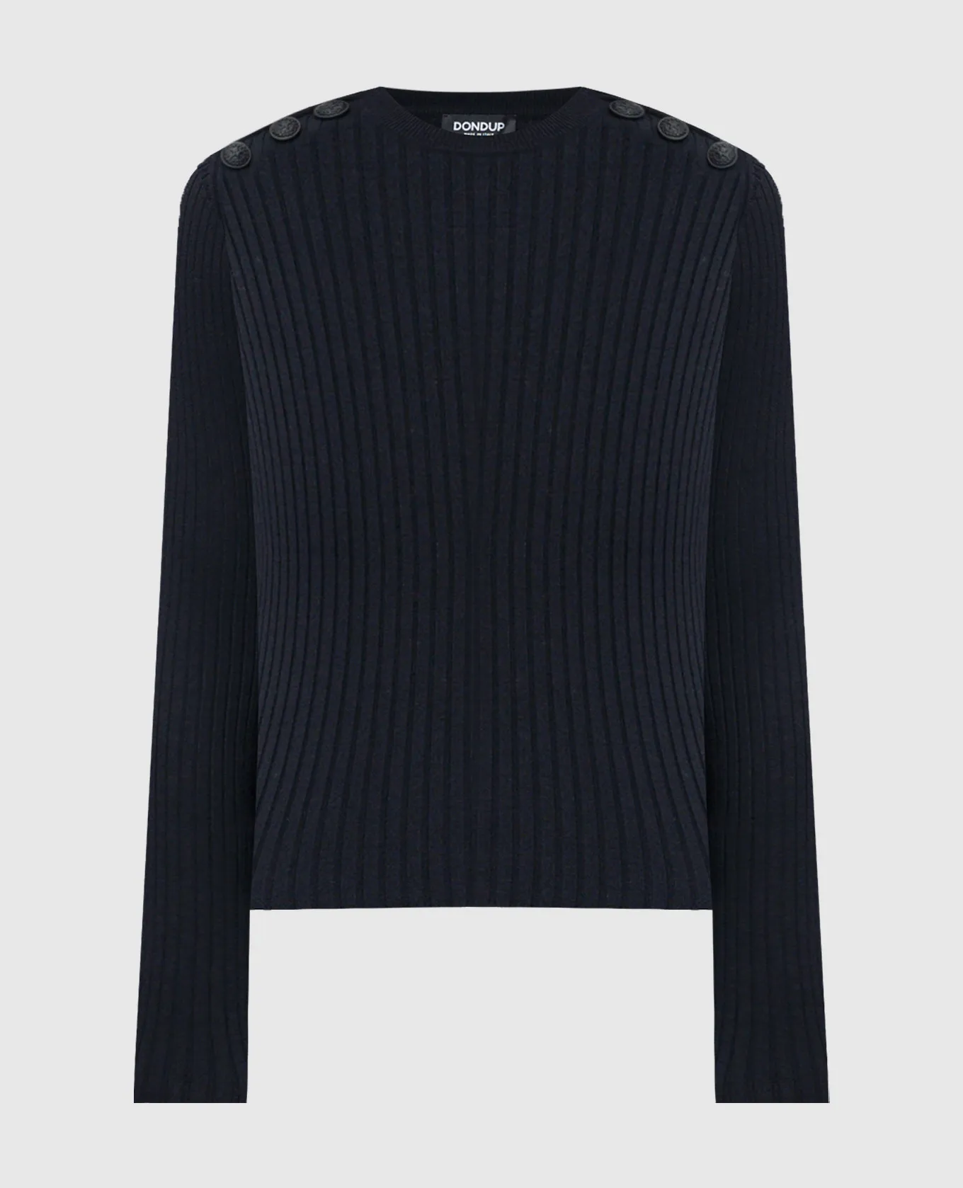 Dondup Blue ribbed jumper with metallic logo