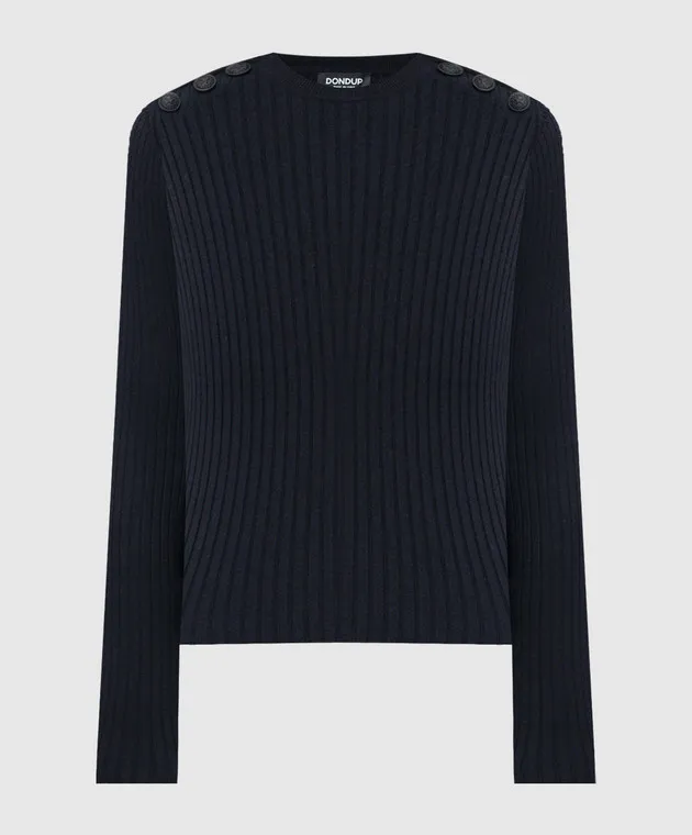 Dondup Blue ribbed jumper with metallic logo