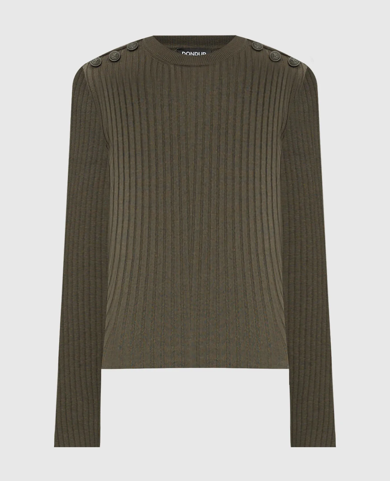 Dondup Green ribbed jumper with metallic logo