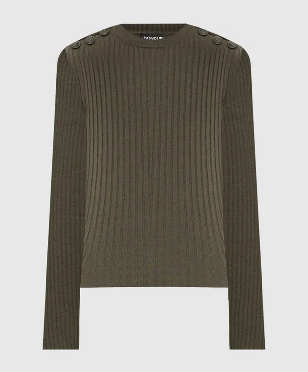 Dondup Green ribbed jumper with metallic logo