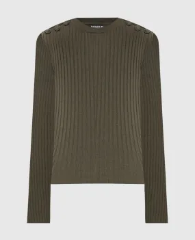 Dondup Green ribbed jumper with metallic logo