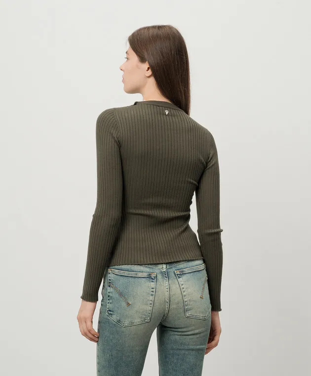 Dondup Green ribbed jumper with metallic logo